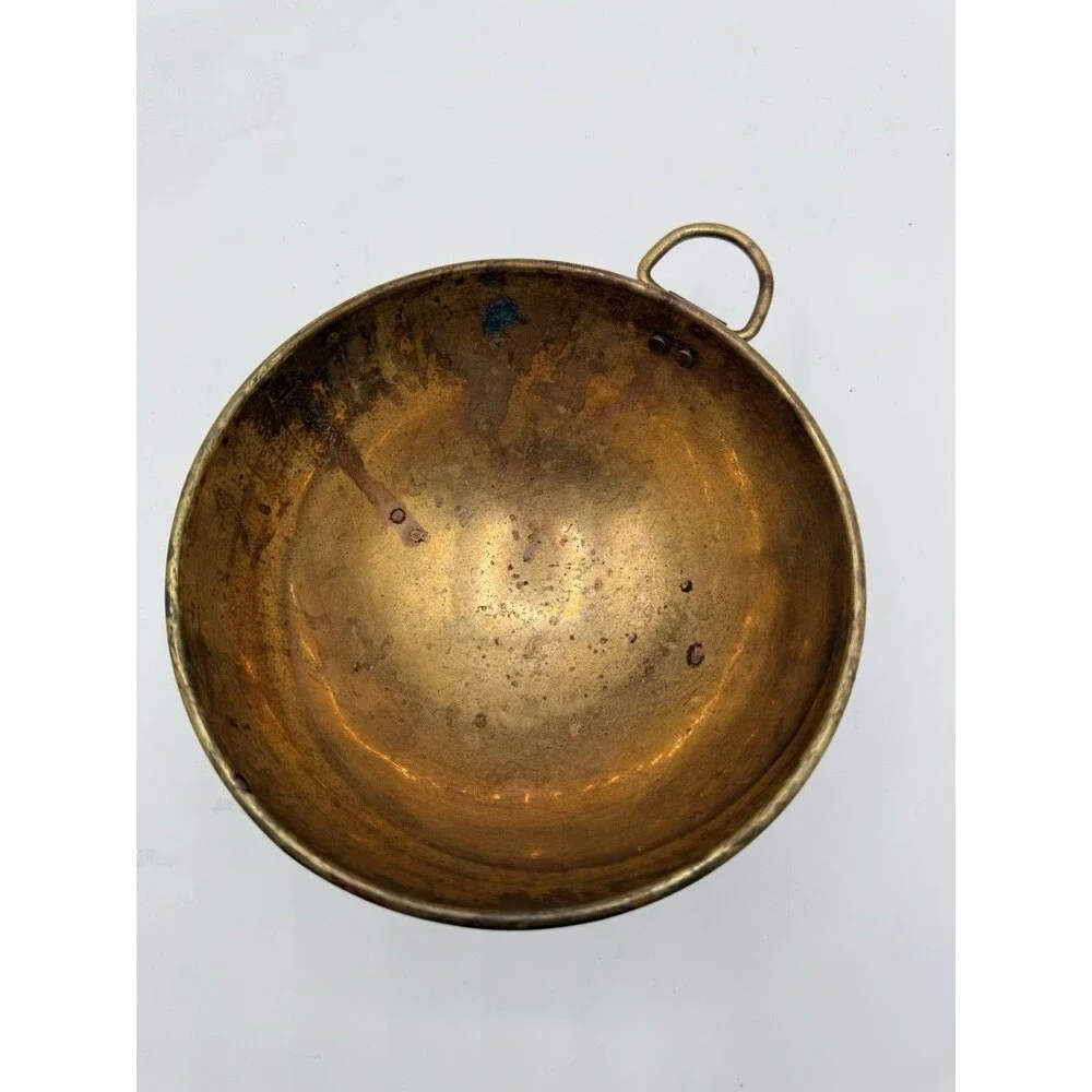 Vintage Small Brass Whisking Mixing Bowl w/ Hanging Handle